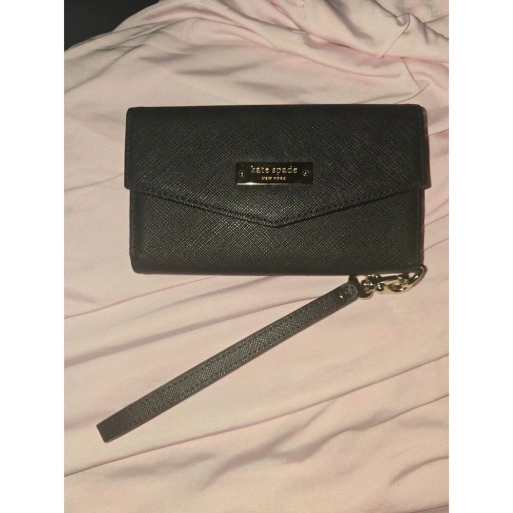 Kate Spade cell phone case Saffiano leather folding flap wristlet